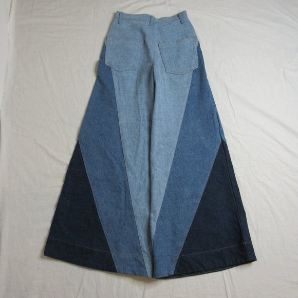 Farm Rio Wide Leg Patchwork Denim Jeans 32" Women's XS XSmall - Picture 10 of 11
